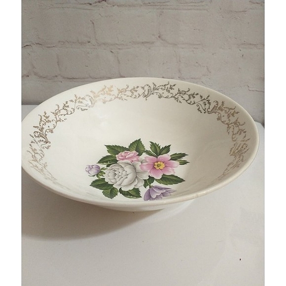Vintage British Empire Ware "Bouquet" Floral Bowl 22k Gold Gilt 8.5" - Picture 5 of 7